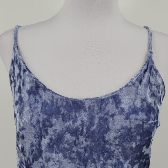 Crushed Velvet Mini Dress Blue Summer Party Fairy Core Vacation Romantic Size M - Picture 3 of 7